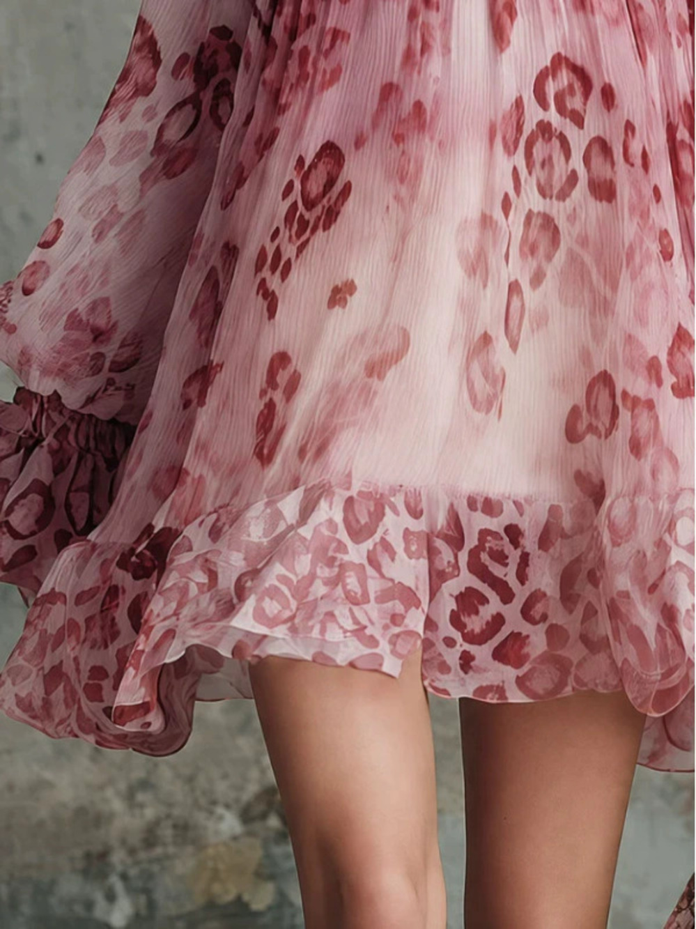 FOREVER 21Vintage Pink Off Shoulder Ruffle Leopard Print Mini Dress